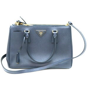 Prada Galleria Bag Shoulder Handbag Leather Navy Blue